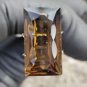 Exquisite Natural Beer Quartz Emerald Cut Gemstone | Luxury Brown Smoky Quartz – November Birthstone