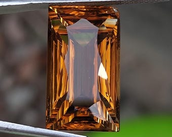 Natural Golden Quartz Gemstone | Emerald Cut Rectangular Faceted Loose Stone