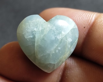 Genuine Aquamarine Heart Cabochon | March Birthstone | Jewelry Supply