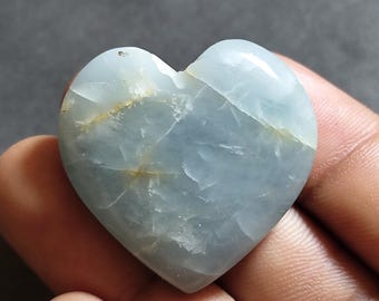 AAA Natural Aquamarine Heart Cabochon | Blue Loose Gemstone | Jewelry Making Stone