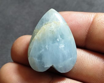 Heart Shape Aquamarine Cabochon | Natural Blue Gemstone | Polished Loose Stone