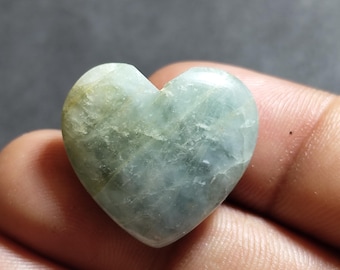 Natural Aquamarine Heart Gemstone | Handmade Jewelry Cabochon