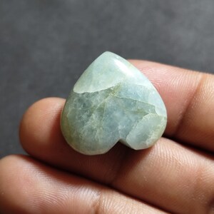 Aquamarine Heart Stone | Natural Polished Cabochon | Crystal Jewelry Making image 4