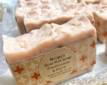 2 or 3 Big FRANKINCENSE & MYRRH Goat Milk Soaps NOOPY'S Skin Softening Emollients Premium Moisturizing Botanicals 6 oz ea