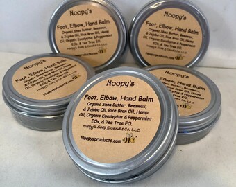 FOOT HAND ELBOW Balm Noopy's Softens Cracked Chapped Skin Hemp Shea Jojoba Beeswax w Essential Oils