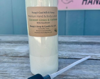 COCONUT LIMES & VERBENA  type Hand Body Cream Lotion Noopy's Skin Softening Moisturizing Emollients + Optional Goat Milk Soap