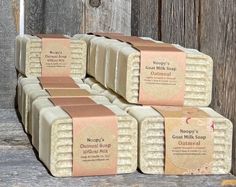 3 Big Bars OATMEAL GOAT MILK w/Grape Seed Apricot Kernel & Avocado Oils Soap- Handmade by Noopy's 5.5-oz each