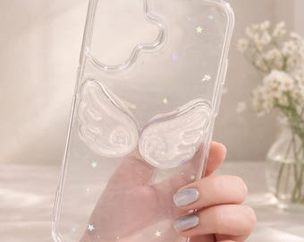 Angel Wings Glitter iPhone Case Clear Korean Shockproof Cover 17 16 15 14 13ProMax