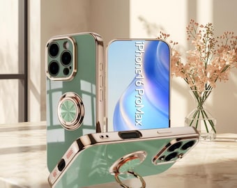 Magnetic Ring Holder iPhone Case Stand Cover For iPhone 17-16-15-14-13-12-11 ProMax Plus Air Plating
