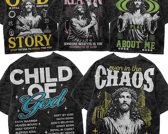 Christian Streetwear Bundle PNG, Vintage Bootleg Jesus SVG, Edgy Faith Shirt Design, Urban Religion Sublimation, Digital Download