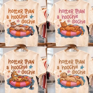 Hotter Than A Hoochie Coochie-bundel PNG, grappig zomerdier shirtontwerp, retro countrymuziek sublimatie, zwembadvlotter digitale download