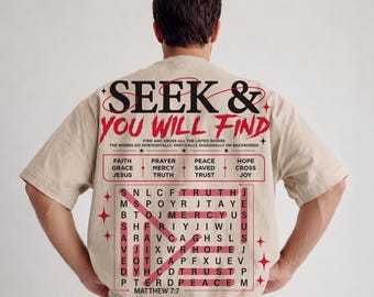 Christian Png, Seek And You Will Find Png, Word Search Png, Jesus Png, Faith Png, Retro Graphic Tee Png, Dtf Digital, Trending Png