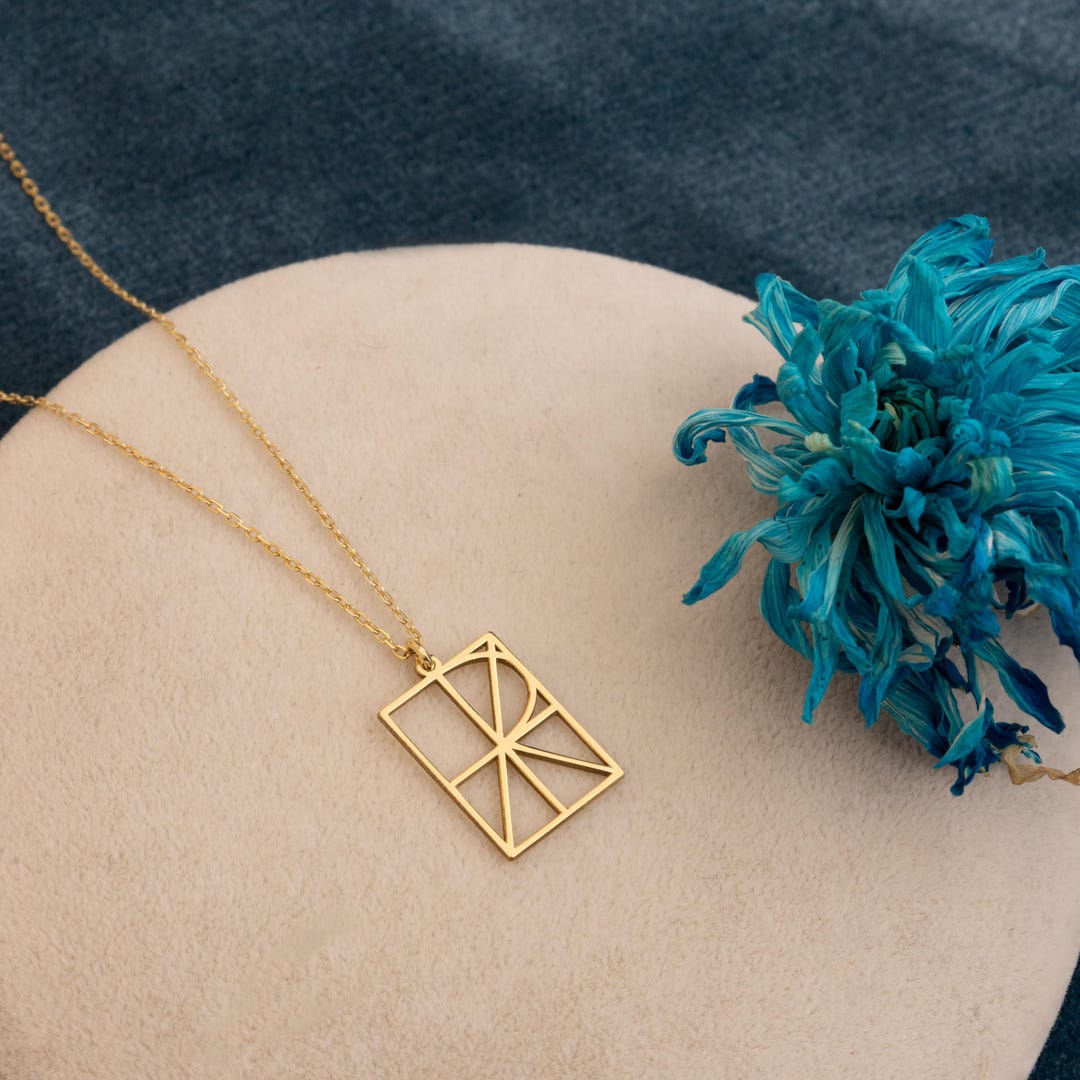 14K Gold Name Logo Necklace, Custom Overlapping Name Pendant, Minimal ...