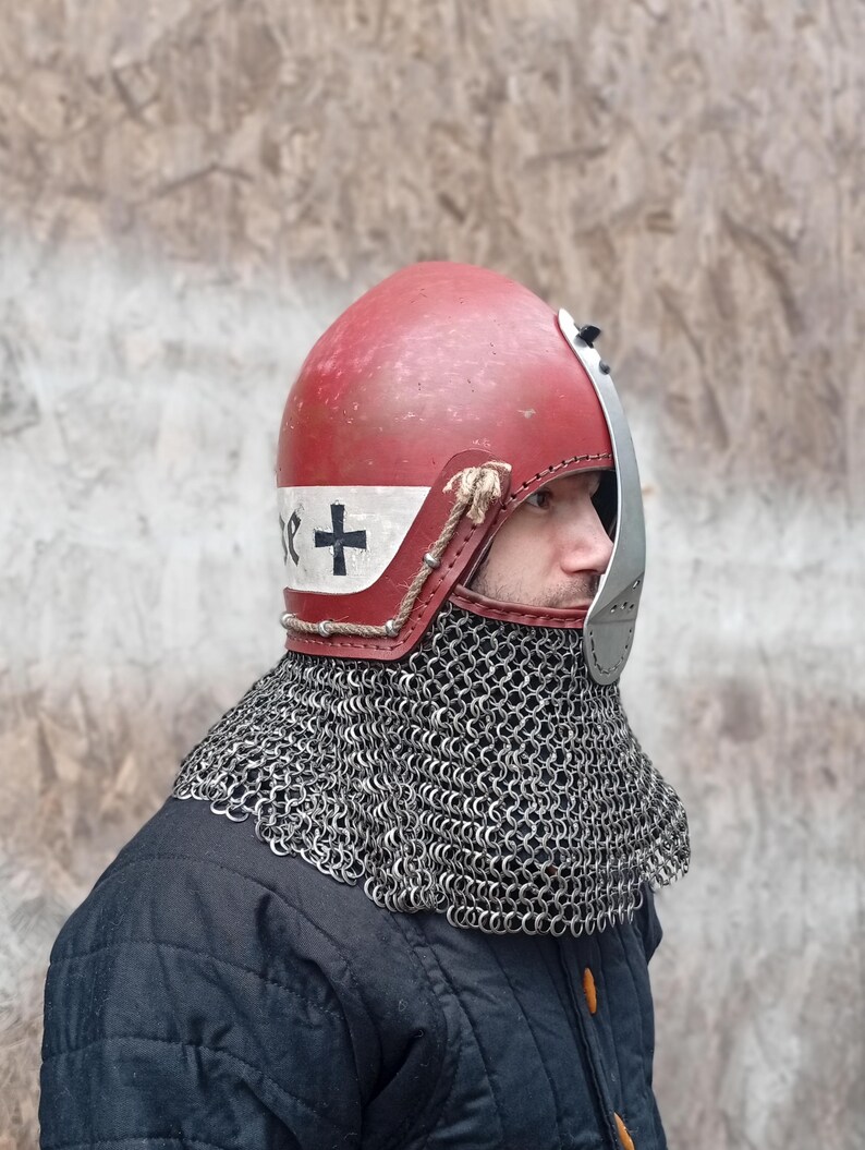 Handmade Nasal Bascinet – Medieval Inspired Steel Helmet image 2