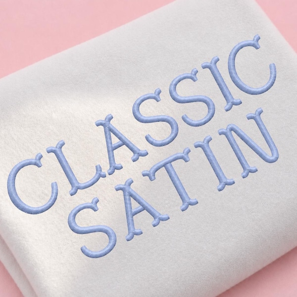 Classic Satin BX Embroidery Alphabet Font | Machine Embroidery Font A-Z | BX Included | 0.5"–2" Embroidery Letters