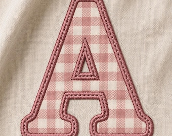 Satin & Bean Stitch Alphabet A to Z and 0 to 9 | 5 Sizes | Applique Embroidery Font BX + 8 Formats