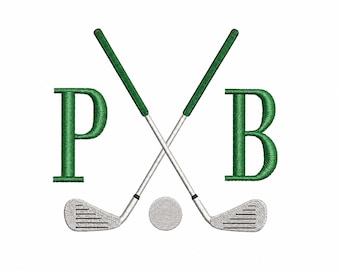 Golf Tee Monogram Frame PES DST JEF ++ Machine Embroidery Design, 4 Sizes, Sport Embroidery Golf Clubs Embroidery - Letters Not Included