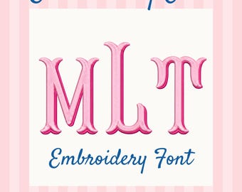 2 Color Fishtail Monogram Embroidery Font - Fishtail Embroidery Font - Machine Embroidery Alphabet - 6 Sizes - BX, PES + More Formats