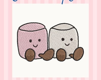 Marshmallow Embroidery Design | Kawaii Duo Stitch File (Instant Download)