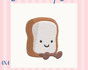 Toast Embroidery File Kawaii 4x4 Instant download