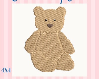 Plush Teddy Bear Embroidery Design, 4x4 Hoop, Baby Nursery Animal Pattern (PES, DST, JEF)