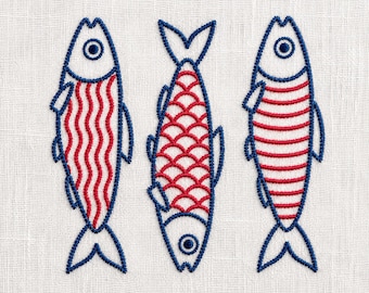 Sardine Embroidery File Summer Embroidery Digital Download Pes, Jef, Vp3, Exp, Dst
