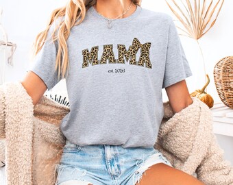 Spersonalizowana koszulka Mama w Leo-Look z Geburtsjahr, Geschenk für Mama, Muttertag, Geburtstag, Cool Mama Look z Jahreszahl