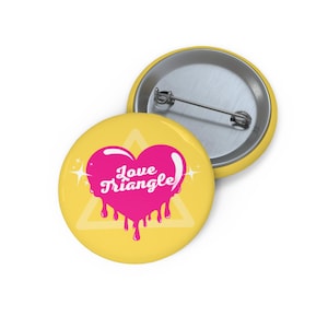 Dripping Heart 'Love Triangle'  Book Trope Pin Button | Romance Reader