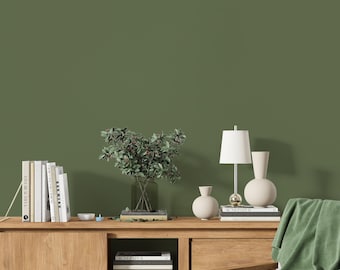 Carta da parati verde oliva, parete minimalista a tinta unita, murale moderno