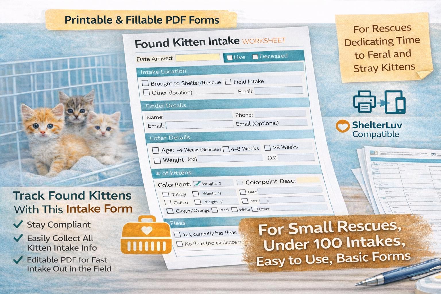 Feral/stray Kitten Rescue Intake Form | Shelterluv-compatible ...