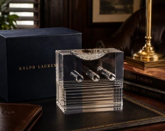 Ralph Lauren Glen Plaid Square Crystal Decanter With Stopper