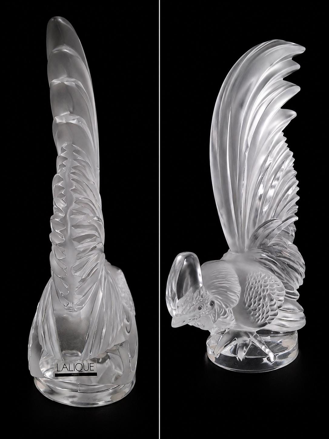 Lalique Crystal Rooster Coq Nain, Car Mascot Signed, French