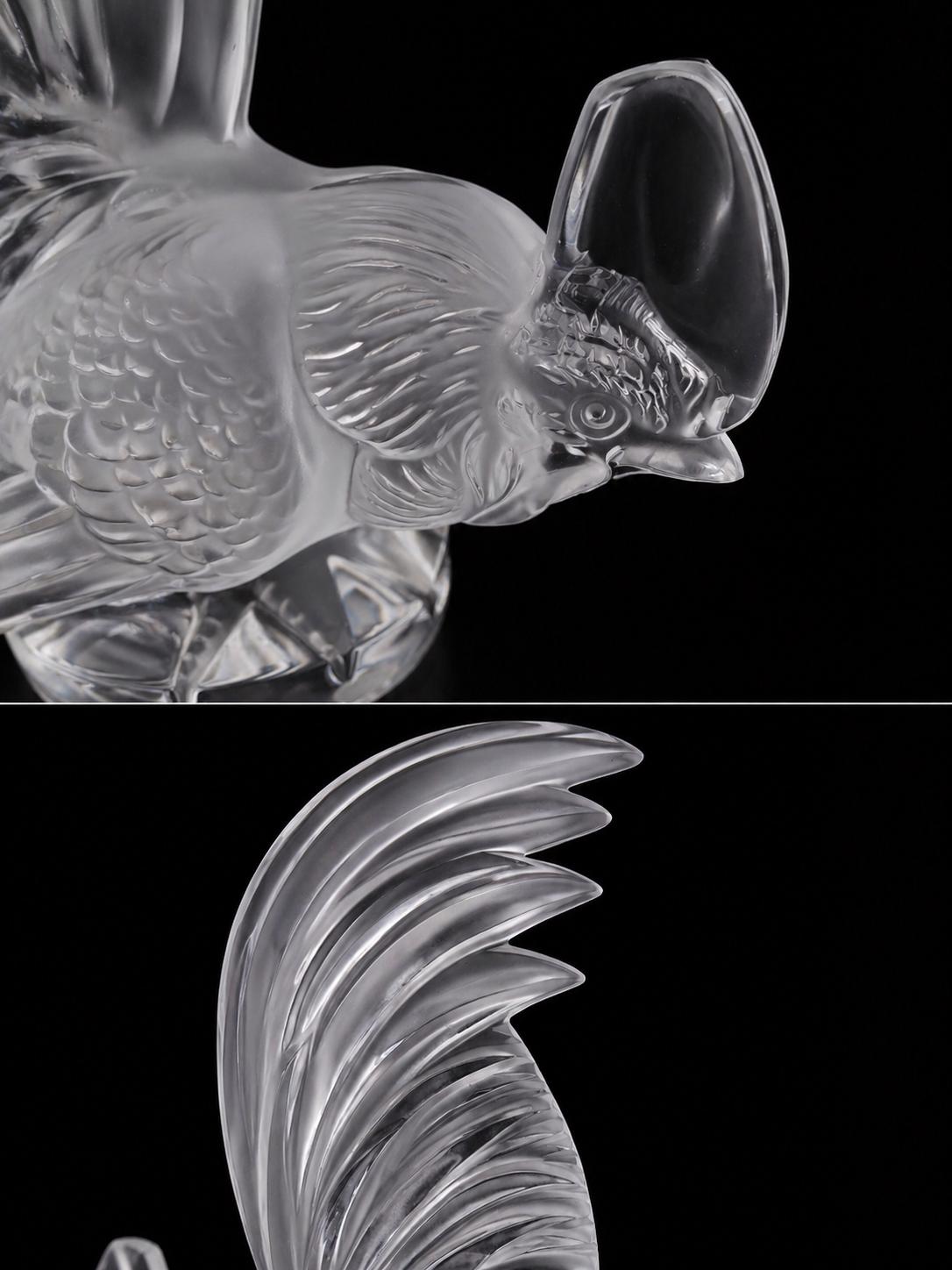 Lalique Crystal Rooster Coq Nain, Car Mascot Signed, French