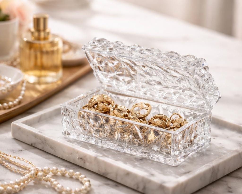 Vintage Tiffany & Co Crystal Jewelry Box – Signed Cut Glass