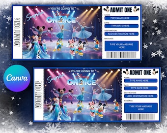 Disney ON-ICE SHOW Surprise Ticket – Custom Faux On-Ice Show Gift Ticket, Printable Keepsake Reveal for Birthday Valentine Event