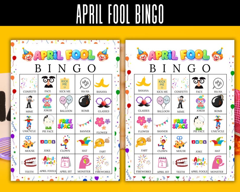 April Fool Bingo Cards Printable Game, April Fools Day Party Bingo ...