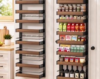 8 Tier Over Door Pantry Organizer Adjustable Wall Mount Spice Rack Storage Shelf