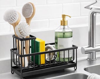 Stainless Steel Sink Caddy with Rotating Spout, Kitchen Sponge Holder