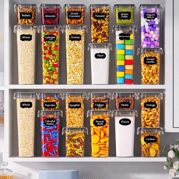 set of 15 jar Airtight Food Storage Containers, Stackable Pantry Organizer