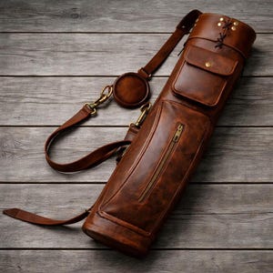 Handmade Leather Back Quiver, Traditional Archery Arrow Holder, LARP