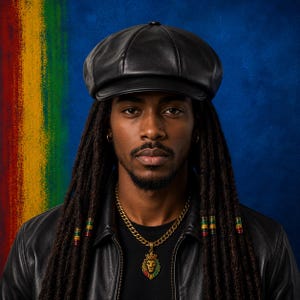 Men's Leather Dreadlocks Tam Cap | Oversized Newsboy Reggae Style Headwear