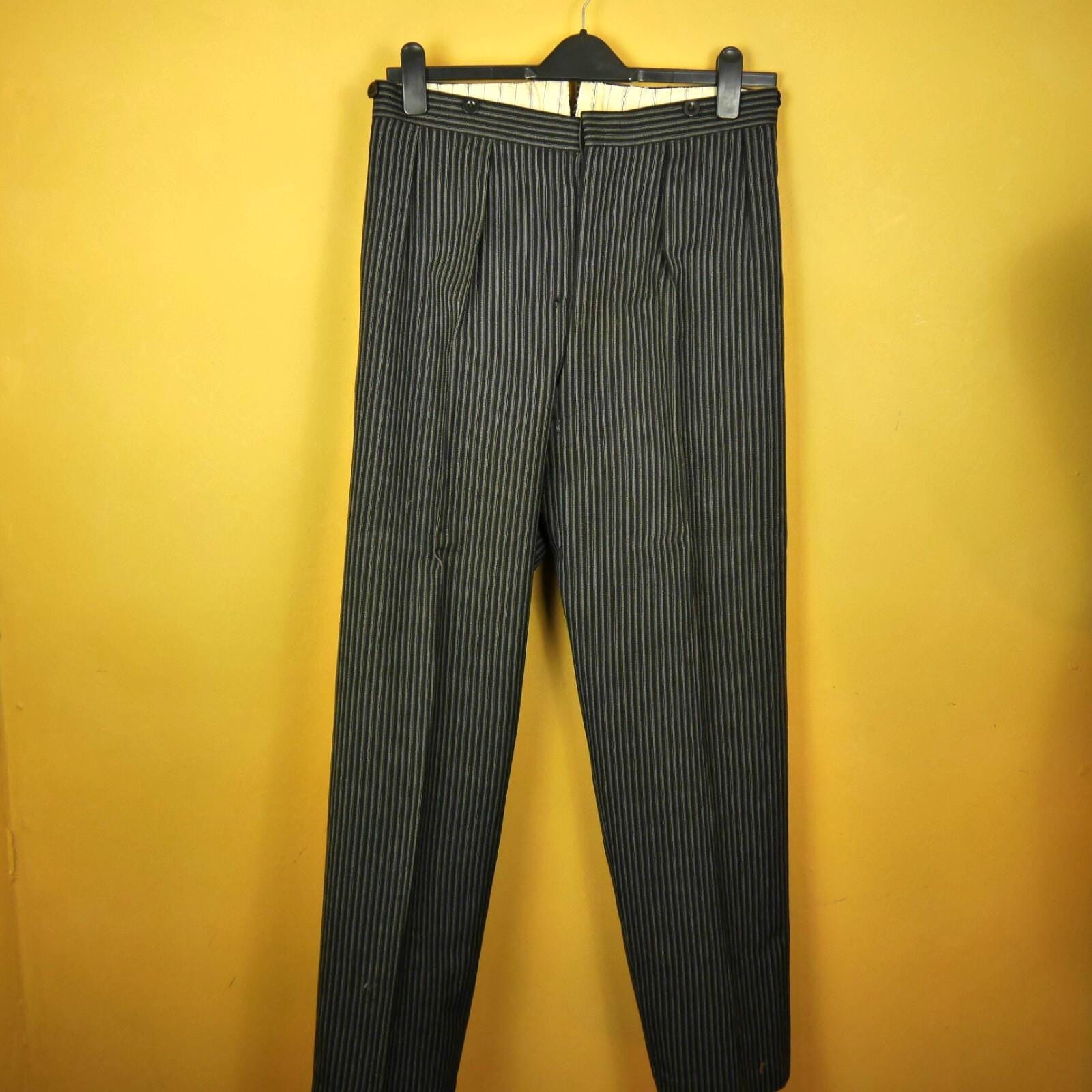 80s Pinstripe Black Pants - Etsy UK