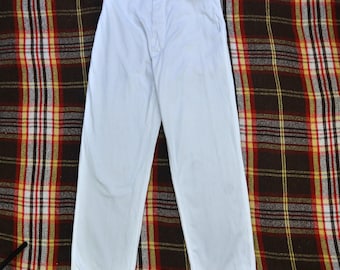Antike 50er Jahre Baumwoll Sommer Hose Hohe Taille Weiße Leichte Hose W30