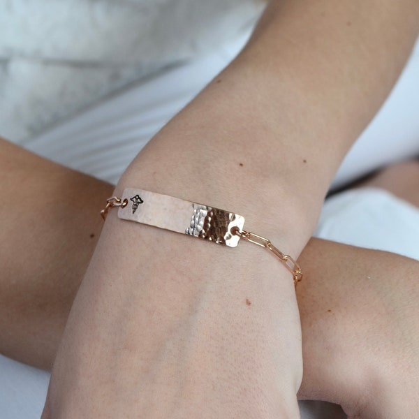 Rose Gold Paperclip Chain Medical ID Bracelet - Personalize - Diabetes - Epilepsy