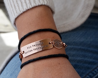 Tri Wrap Medical Alert Bracelet - Three Line - Double Charm