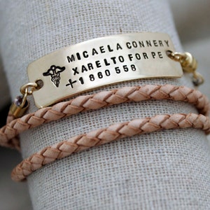 Allergy Alert Bracelet - Beautiful Leather Wrap Bracelet Personalized with your Info