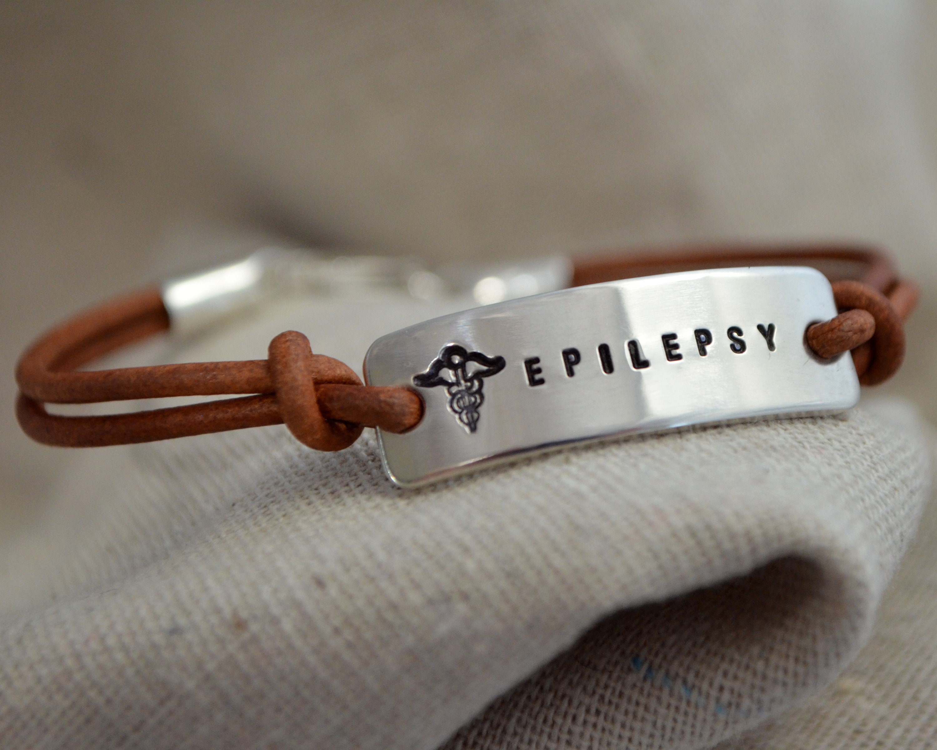 EPILEPSY Medical Alert Bracelet Sterling Silver Yellow or Etsy