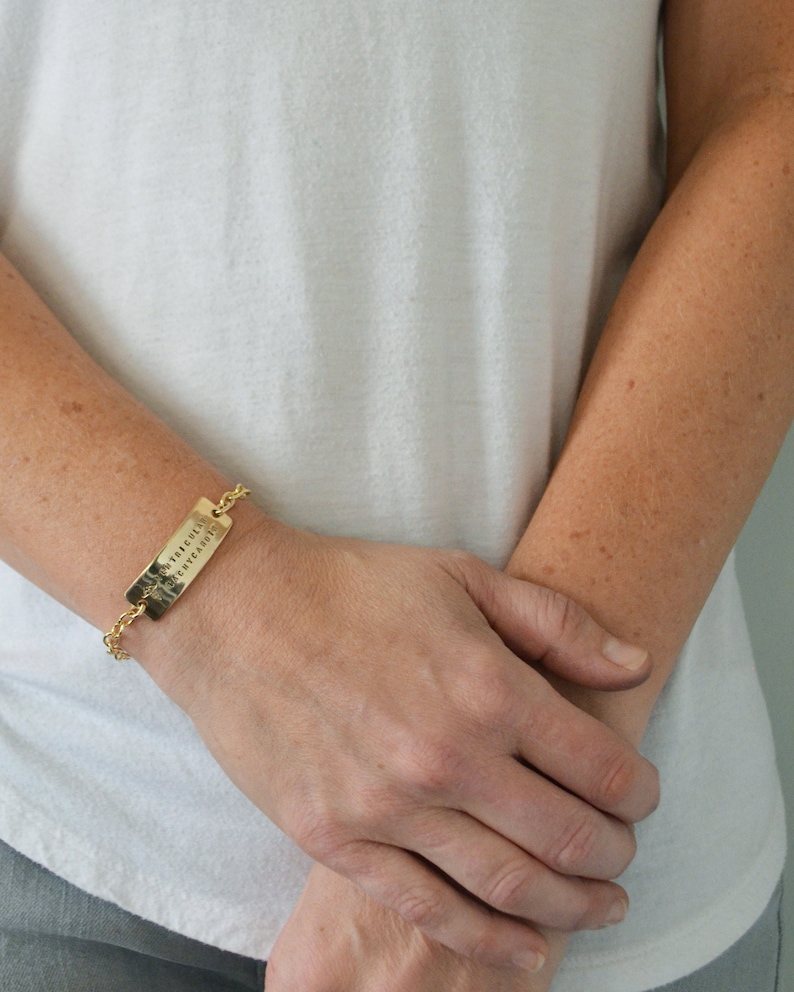 Double Sided Medical ID Charm Bracelet Personalize Etsy