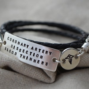 Tri Wrap Medical Alert Bracelet Three Line Double Charm image 2