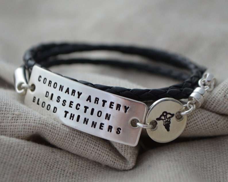 Tri Wrap Medical Alert Bracelet Three Line Double Charm image 2